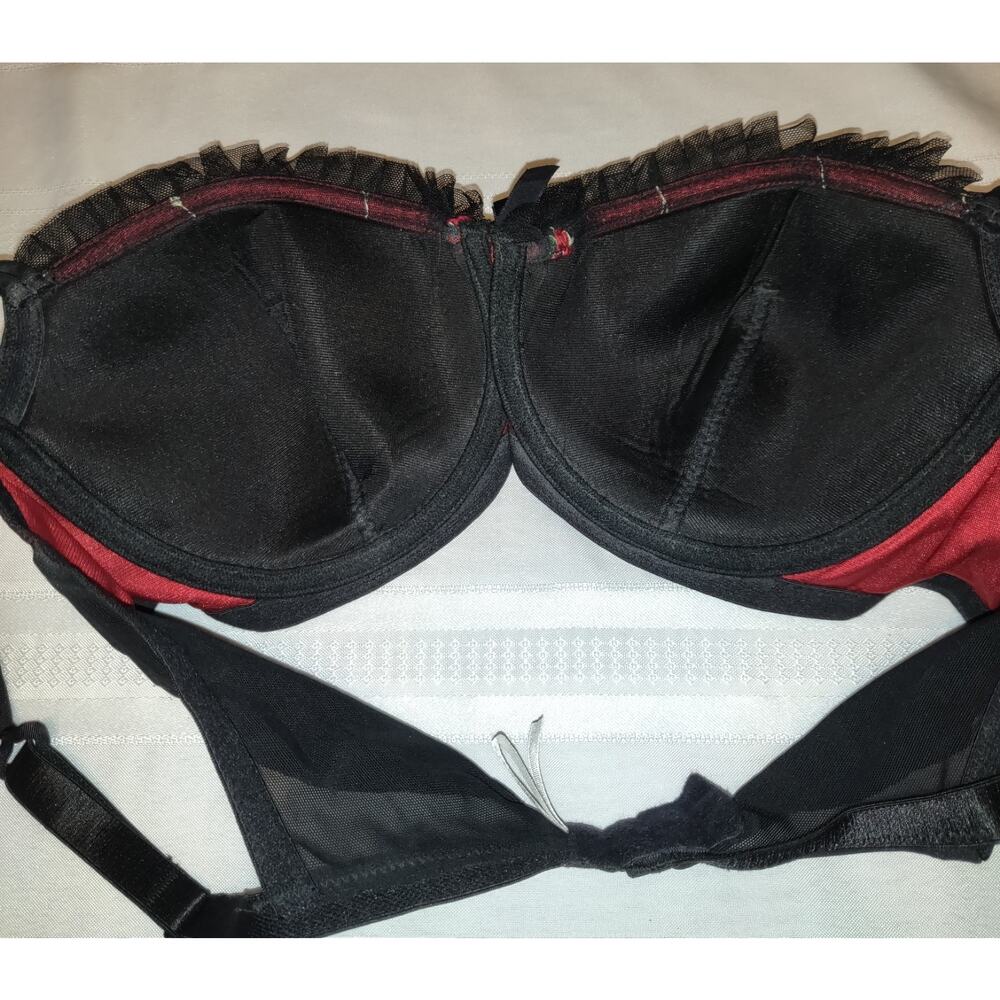 Enchanted Bra Sz 40C Black Overlay Embroidered Roses Floral Lace Goth Grunge - Picture 11 of 14